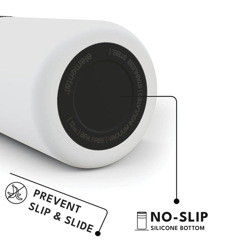 Elemental Artisan Insulated Tumbler, Triple Wall Coffee Travel Mug, Reusable Stainless Steel Coffee Tumbler with Ceramic Lid, Thermal Coffee Cups for Hot (6 Hrs) & Cold (18 Hrs), 12oz - Matte White - Image 4